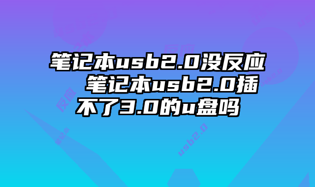 笔记本usb2.0没反应 笔记本usb2.0插不了3.0的u盘吗