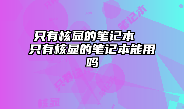 只有核显的笔记本 只有核显的笔记本能用吗